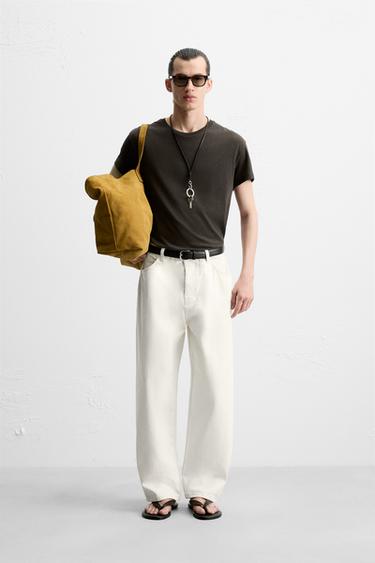 CAMISETA ALGODÓN - CÁÑAMO - Marrón de Zara - Imagen 0