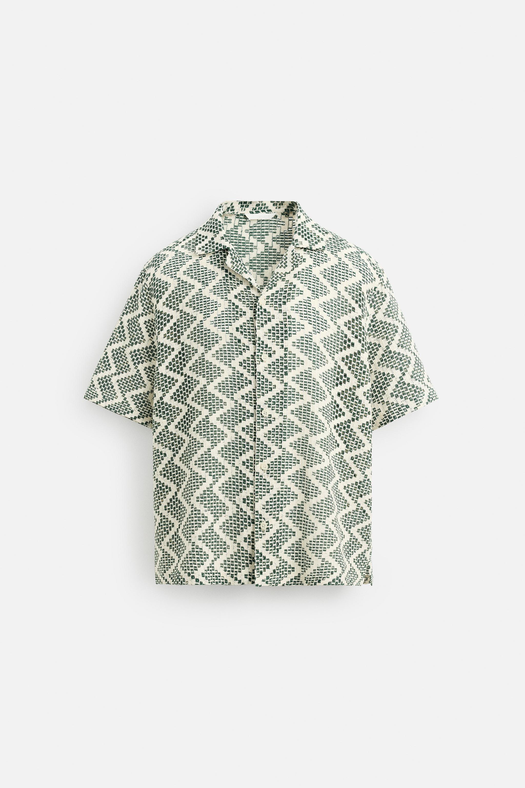【ZARA】オープンワーク構造シャツ 3772/400/070 タグ付き新品☆ZARAのオープンワーク構造シャツ☆XLサイズ