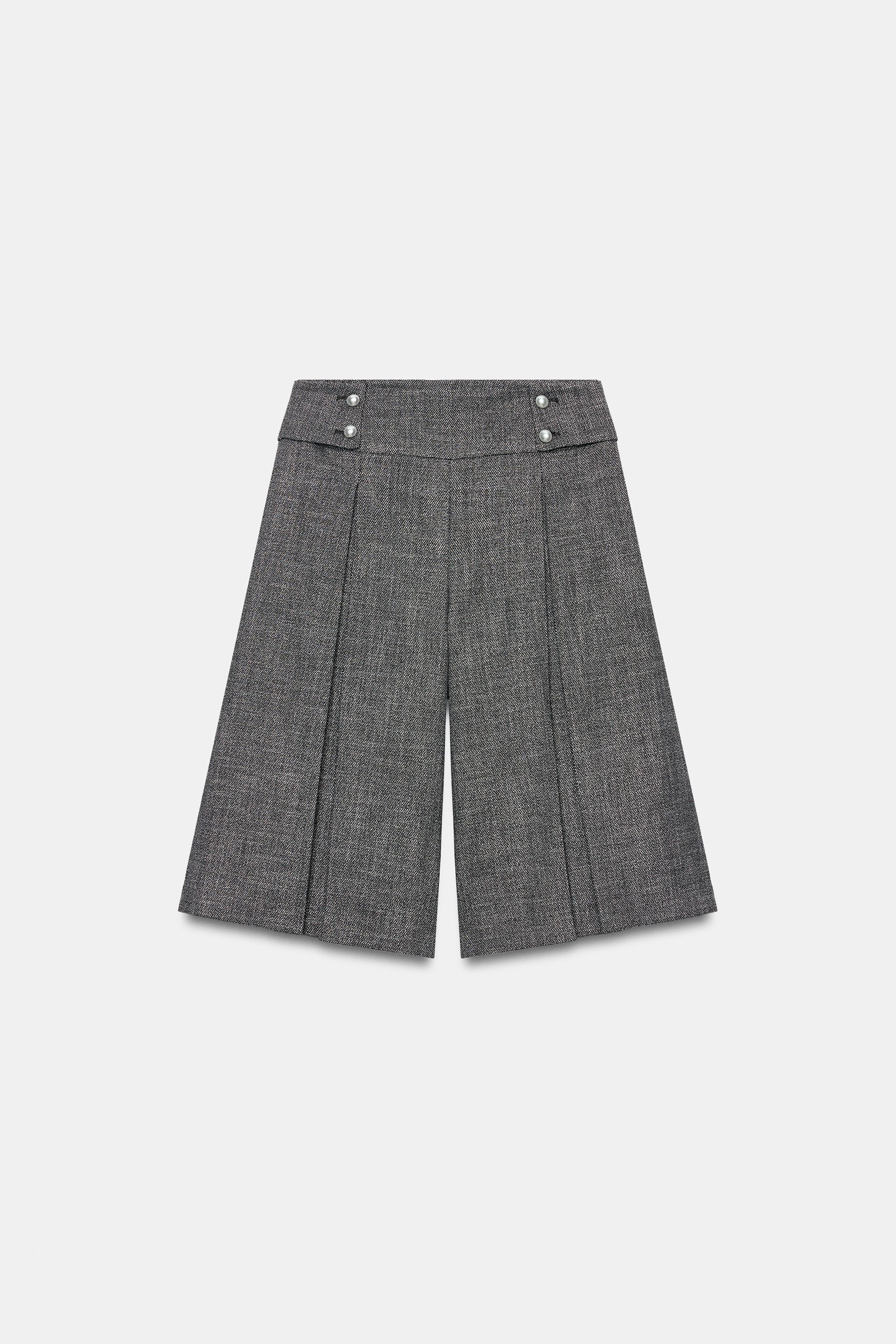 LONG PEARL-BUTTON BERMUDA SHORTS