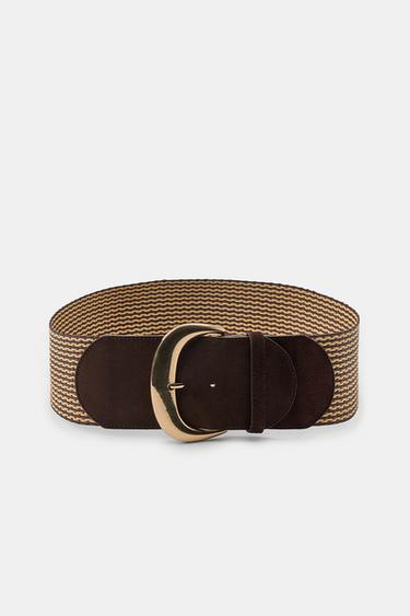 SPLIT SUEDE RAFFIA BELT - Brown by Zara