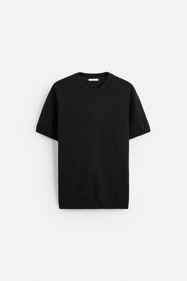 CAMISETA FLUIDA PUNTO - Negro de Zara