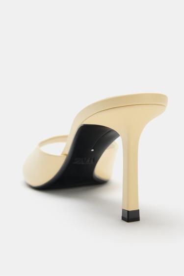LEATHER HIGH-HEEL MULE SANDALS - Light yellow by Zara - Image 6