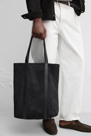 LEATHER SHOPPER BAG - Blue by Zara - Image 0