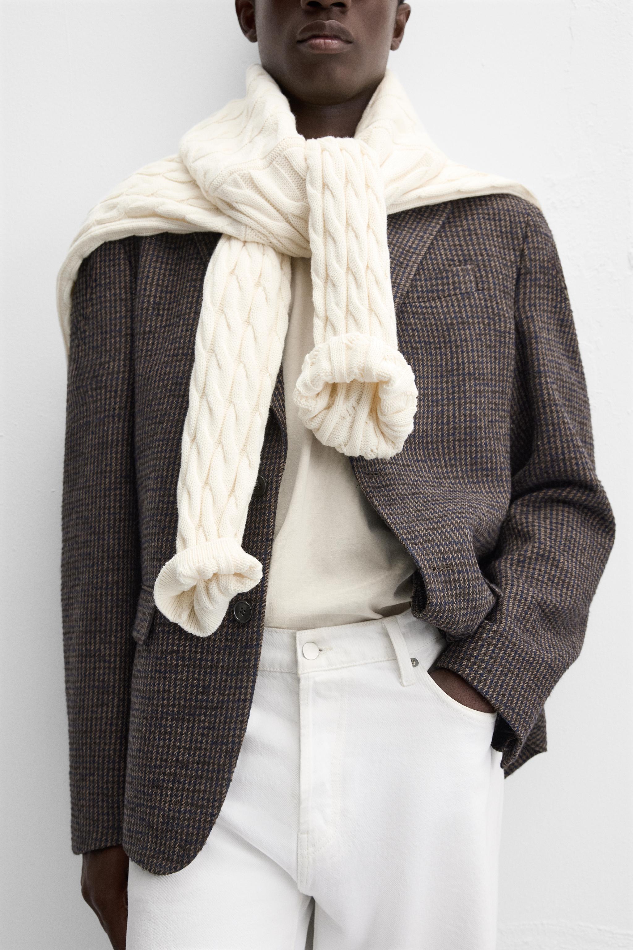 【ZARA】ストレートフィットハウンドトゥース柄ブレザー ストレートフィットハウンドトゥース柄ブレザー - ベージュ