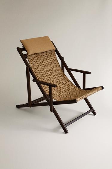 CHAISE LONGUE BOIS APPUI-TÊTE CUIR - Imprimée de Zara - Image 1