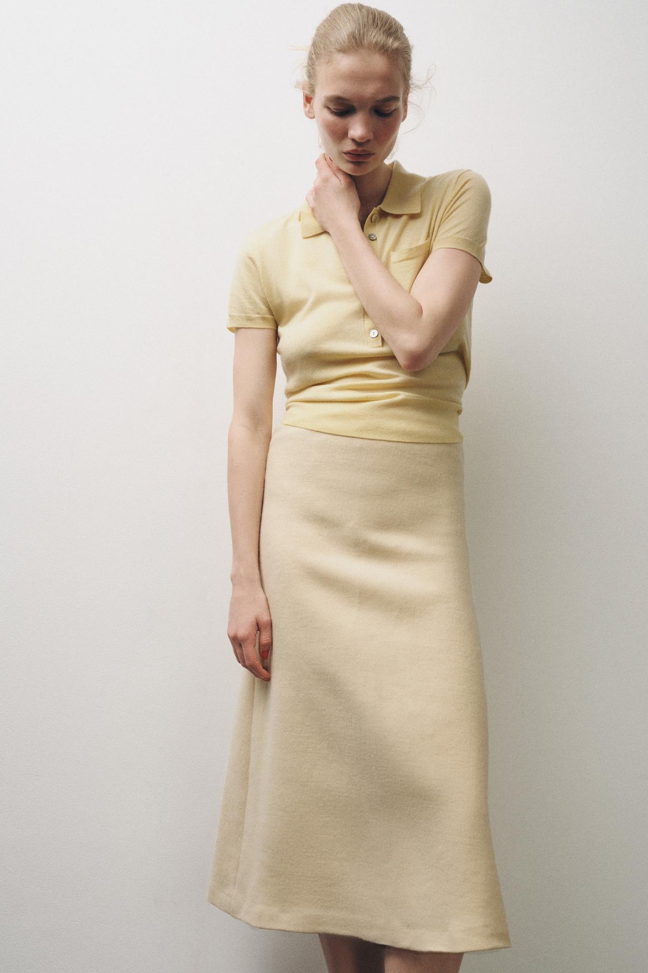 FALDILLA LLANA 100% LIMITED EDITION - Blanc trencat de Zara