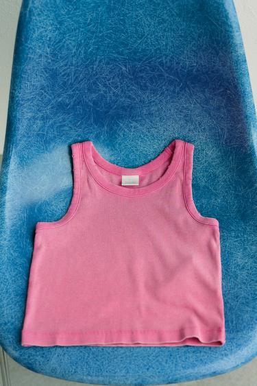 FADED-EFFECT RIB T-SHIRT - Pink by Zara