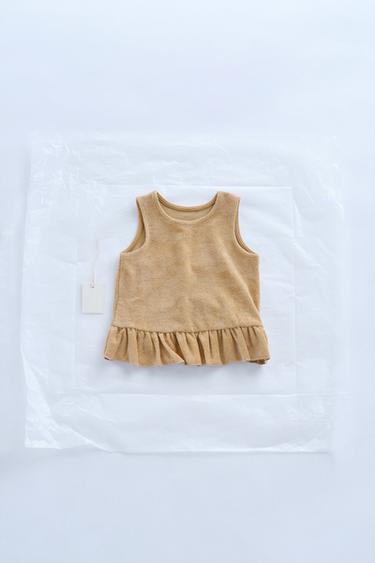 TIMELESS - TOWELLING T-SHIRT WITH RUFFLES - Sand by Zara