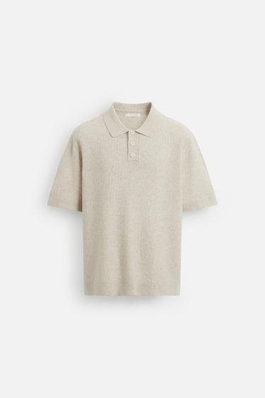 TEXTURED KNIT POLO SHIRT - Beige by Zara - Image 6