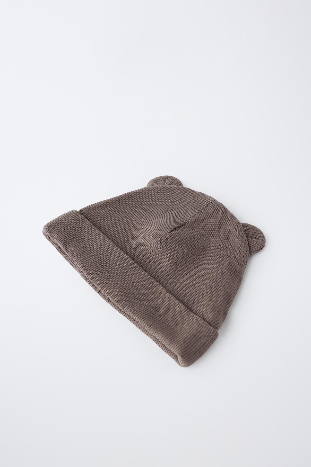 2-PACK RIBBED BEANIES WITH EARS — Ecru / Brown