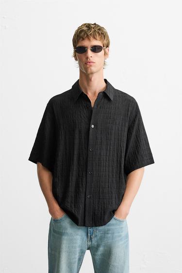 TEXTURED CHECK SHIRT - Black by Zara
