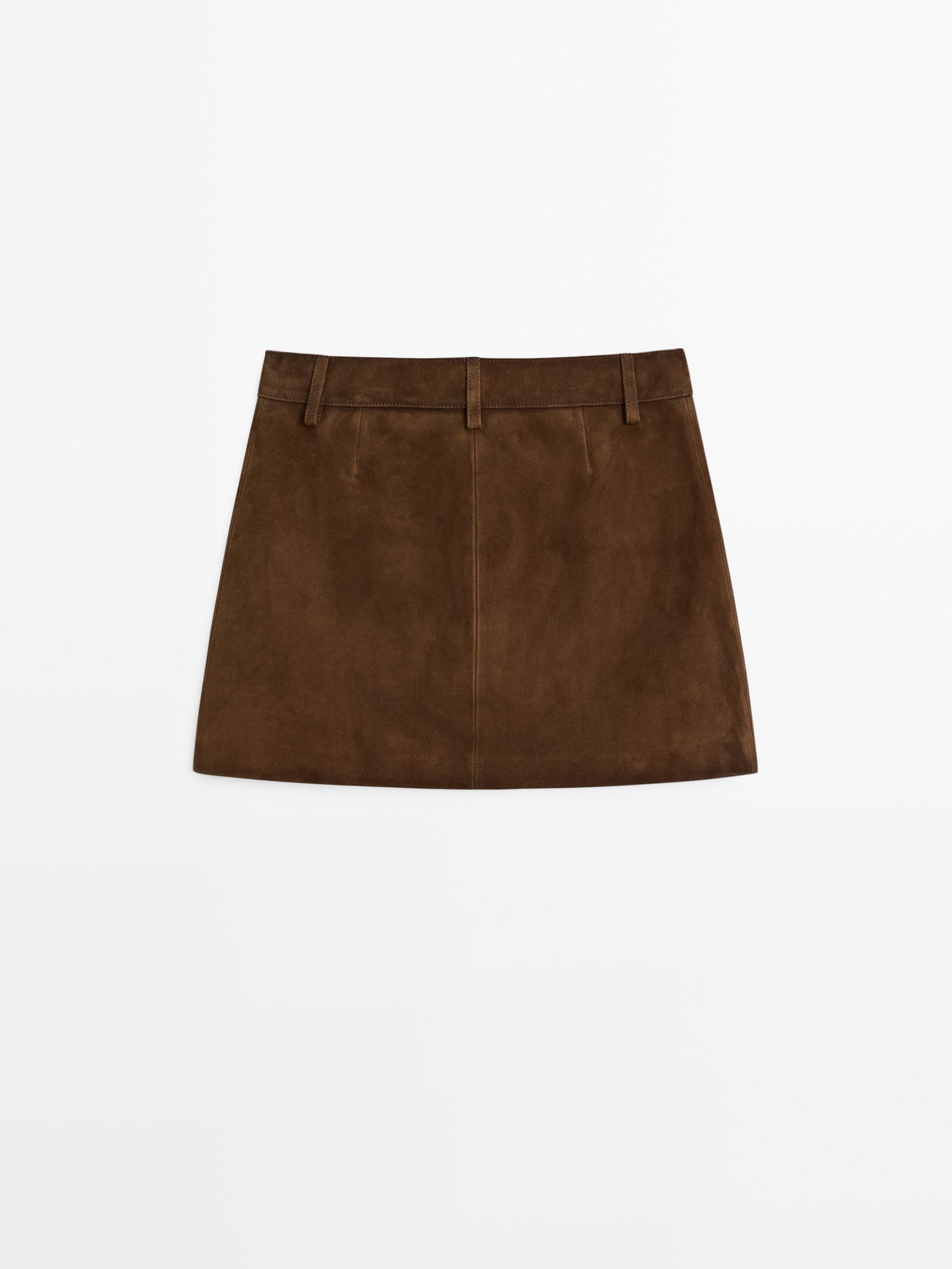 Minijupe en cuir effet daim