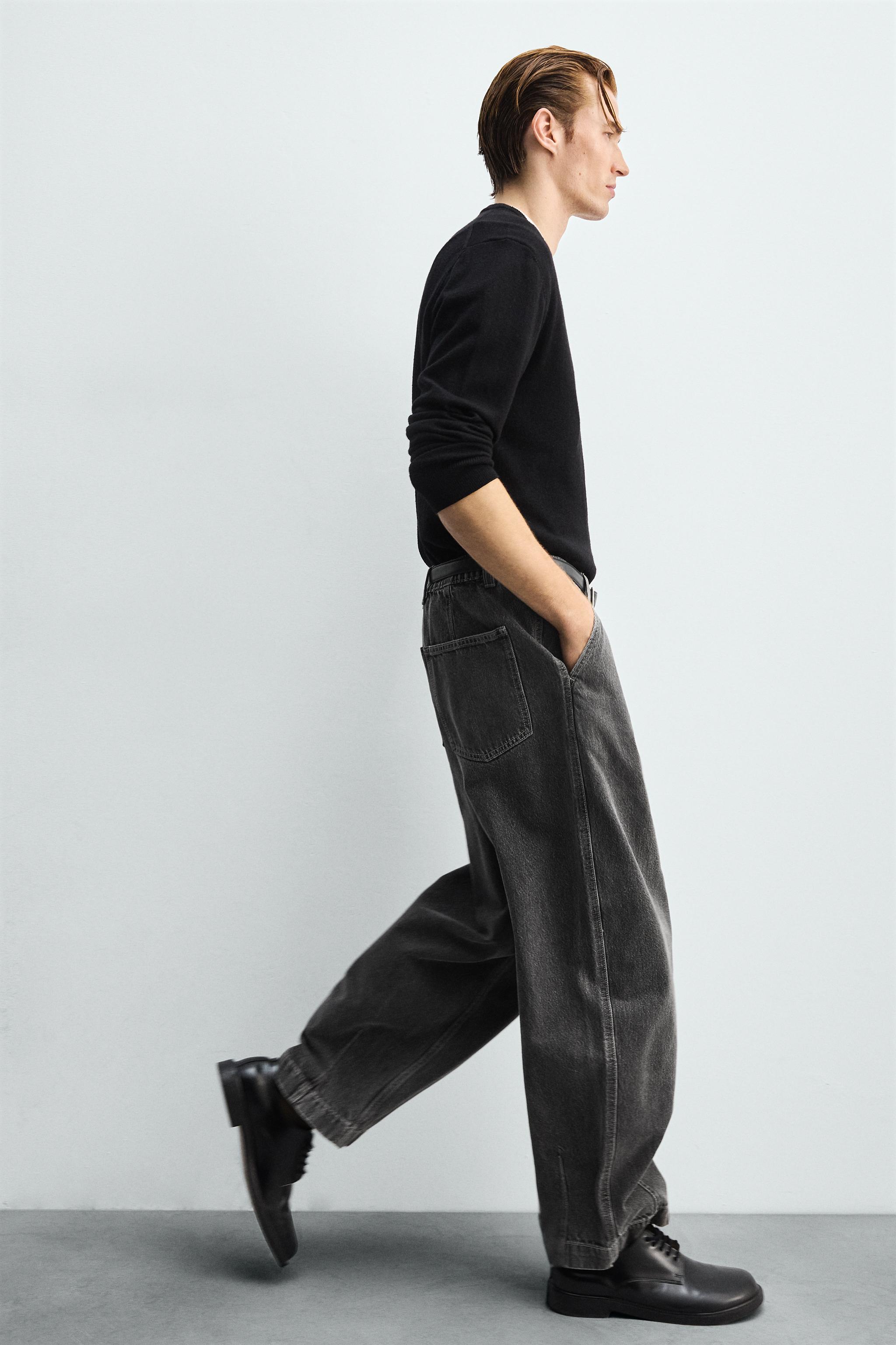 PLEATED WIDE FIT DENIM CHINO PANTS
