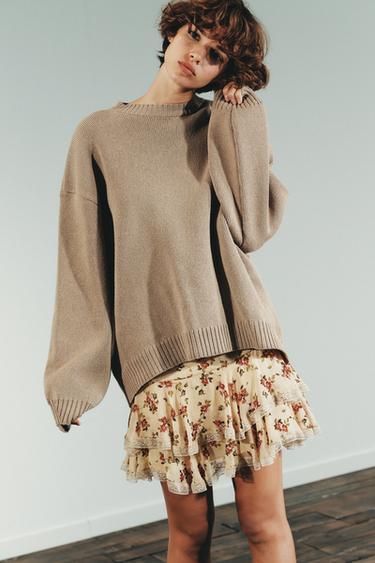 OVERSIZED KNIT SWEATER - Light beige by Zara