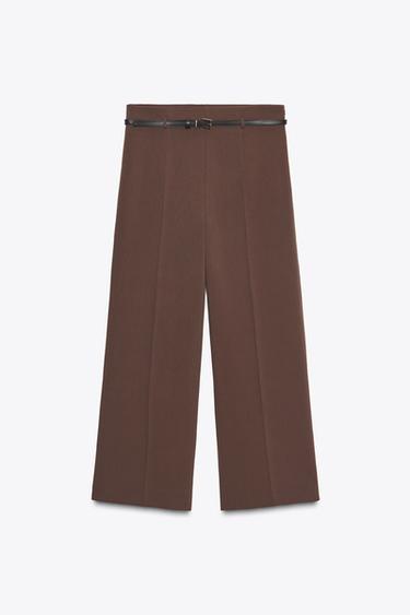 Zara BELTED CULOTTE PANTS ZW COLLECTION - Light brown