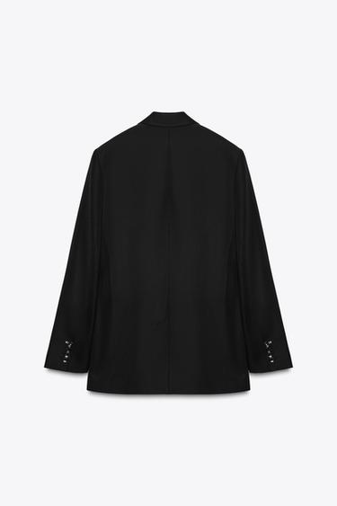 LIMITED EDITION ZW COLLECTION STRIPED WOOL BLEND BLAZER - Black by Zara - Image 6
