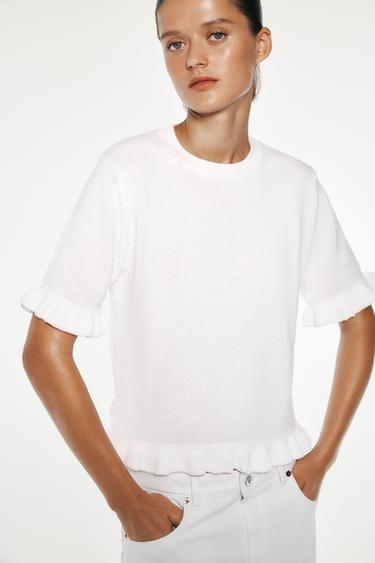 TOP PUNTO VOLANTES - Blanco de Zara