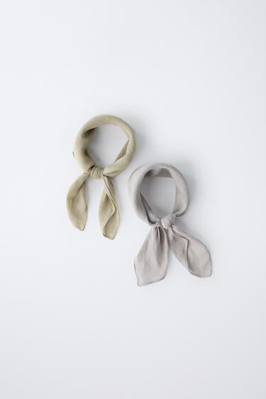 Zara TWO-PACK OF PLAIN LINEN BANDANAS - Blue