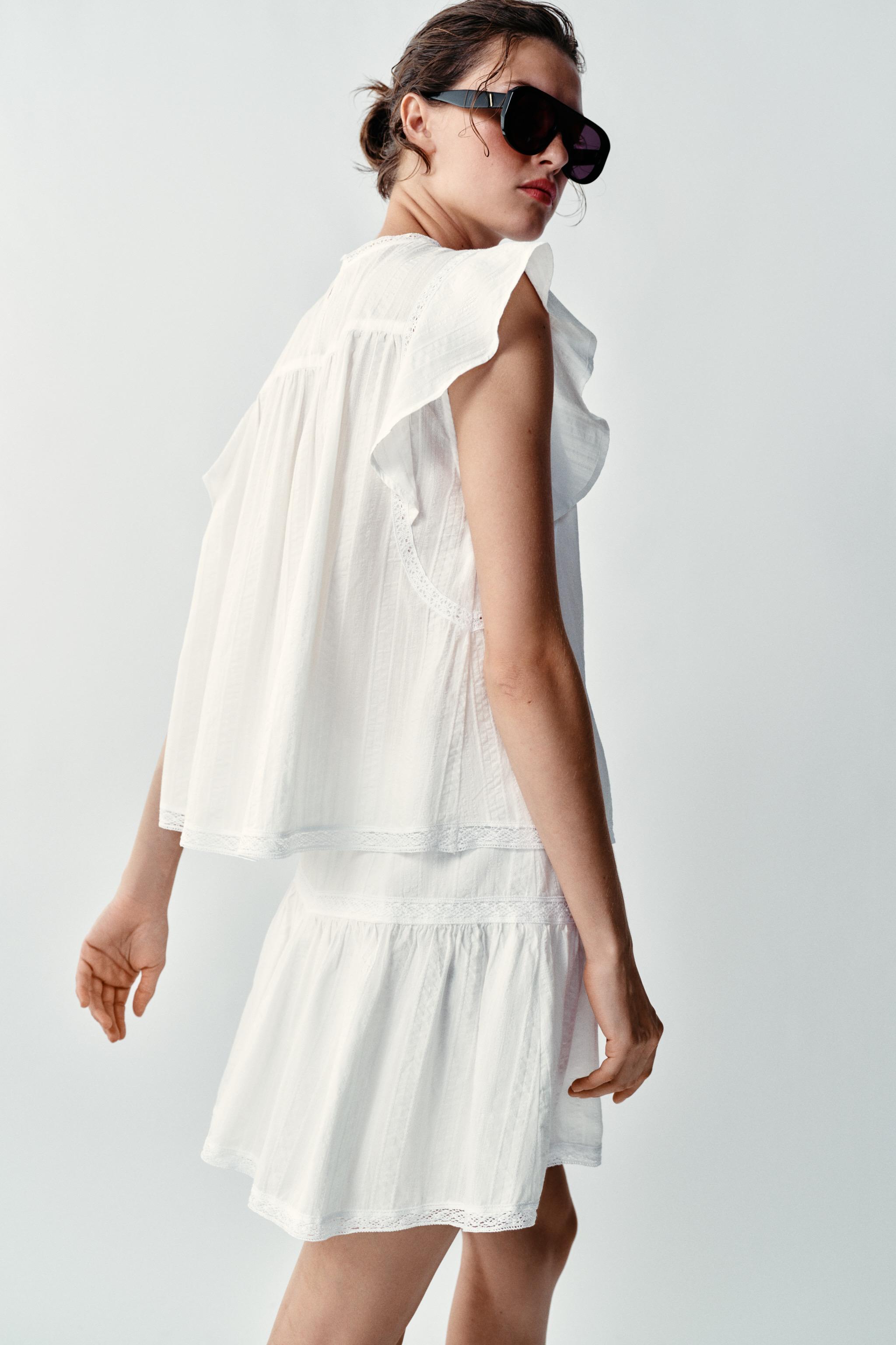 Женские юбки Zara ROMANTIC TRIM SKORT — фото 5