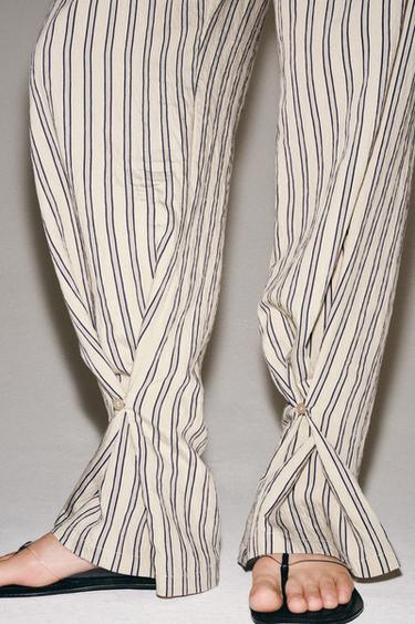 ZW COLLECTION STRIPED STRAIGHT TROUSERS - Grey by Zara