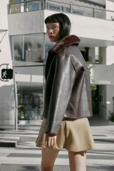 REVERSIBLE DOUBLE-FACED FAUX LEATHER JACKET - Brown by Zara - Image 5