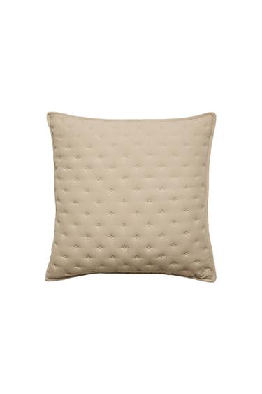 QUILTED CUSHION COVER WITH DOTS - Beige by Zara