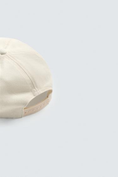 EMBROIDERED FLAT PEAK CAP - Ecru by Zara - Image 3