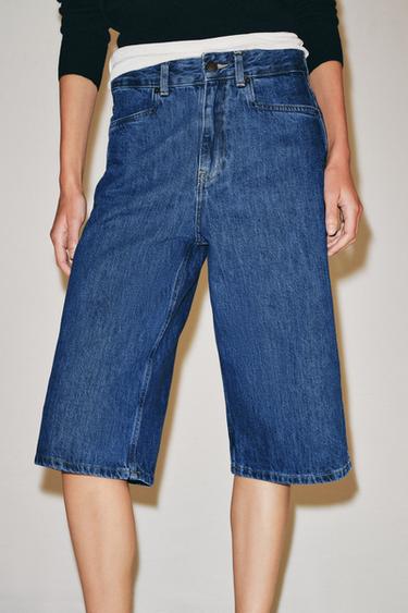 ZW COLLECTION MID-WAIST DENIM BERMUDA SHORTS - Mid-blue by Zara