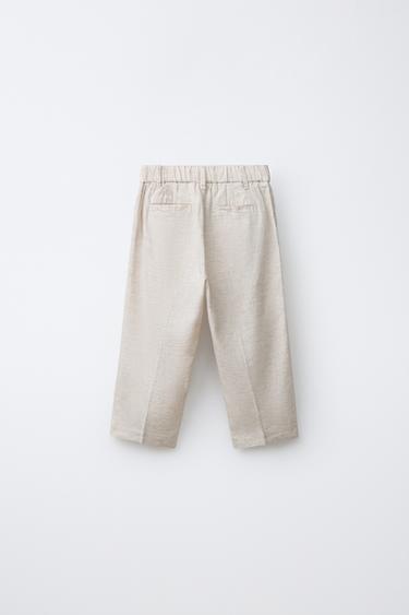 LINEN BLEND SUIT TROUSERS - Light beige by Zara - Image 1