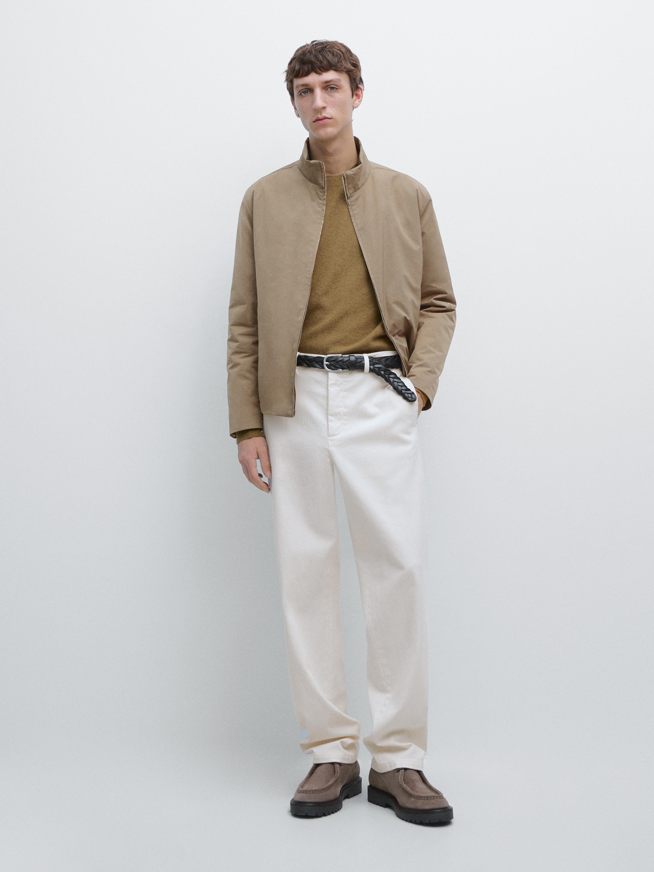 Cotton twill pants with elasticated waistband