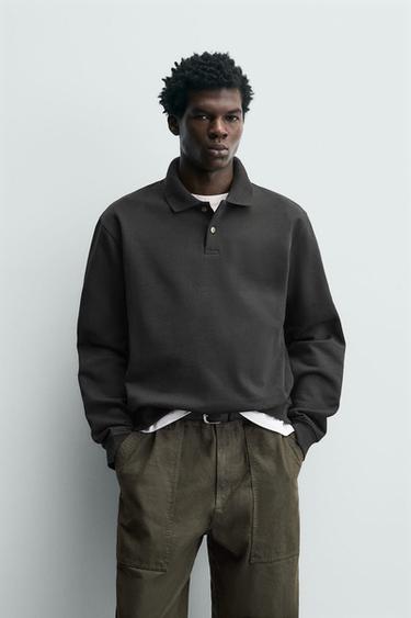 REGULAR FIT TEXTURED POLO SHIRT - Bottle green by Zara