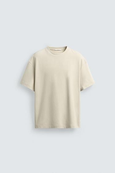 RELAXED FIT INTERLOCK T-SHIRT - Oyster-white by Zara