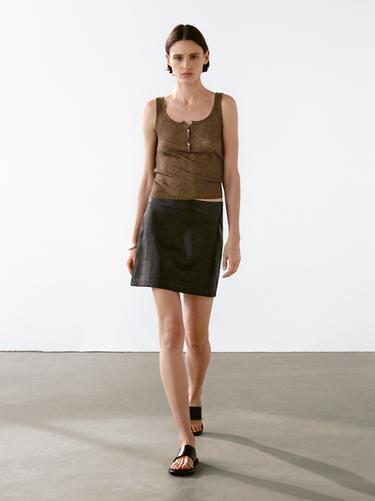 Zara Melange fabric strappy top - Brown - Image 0