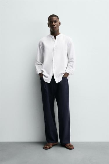 CAMISA LINO - ALGODÓN - Blanco de Zara - Imagen 0