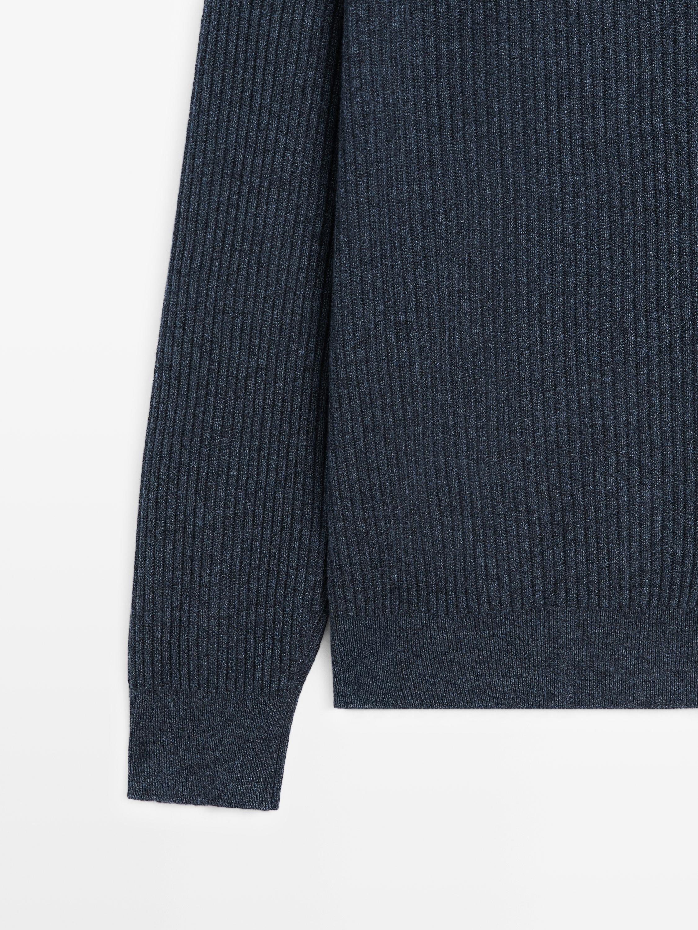 Ribbed button-up knit cardigan