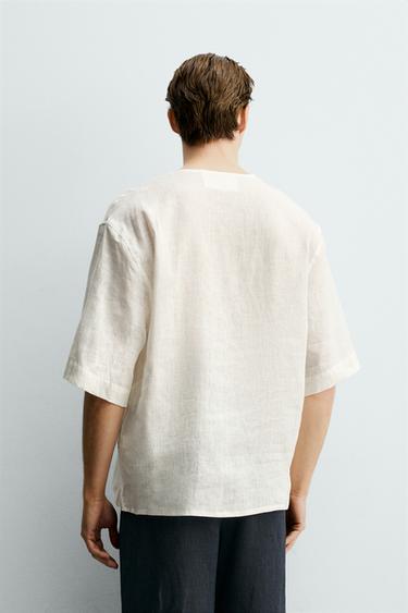 CHEMISE RELAXED FIT 100% LIN - Blanc cassé de Zara - Image 2