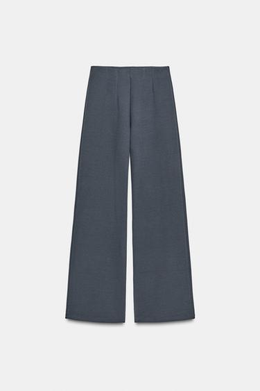 INTERLOCK WIDE-LEG TROUSERS - Dark grey by Zara