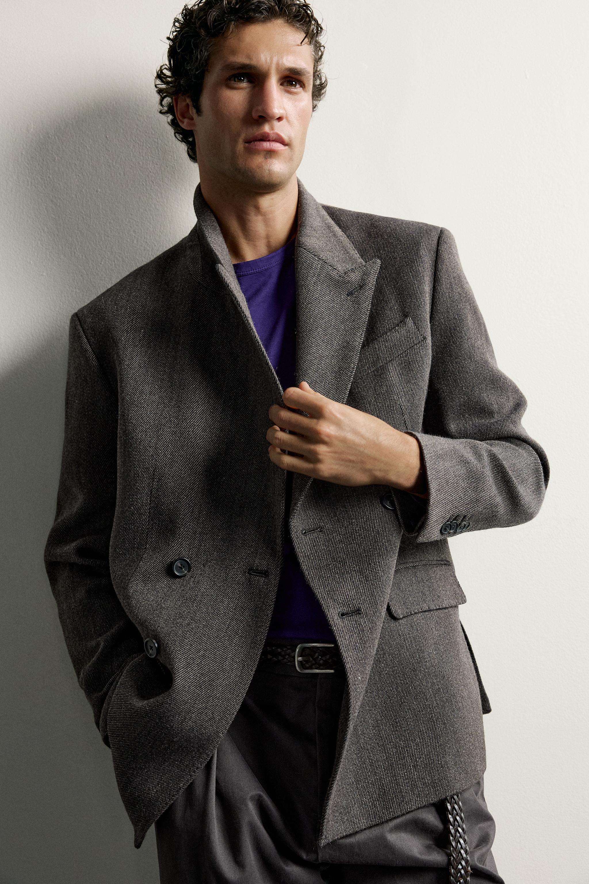 VESTE DE COSTUME À BOUTONNAGE CROISÉ EN LAINE