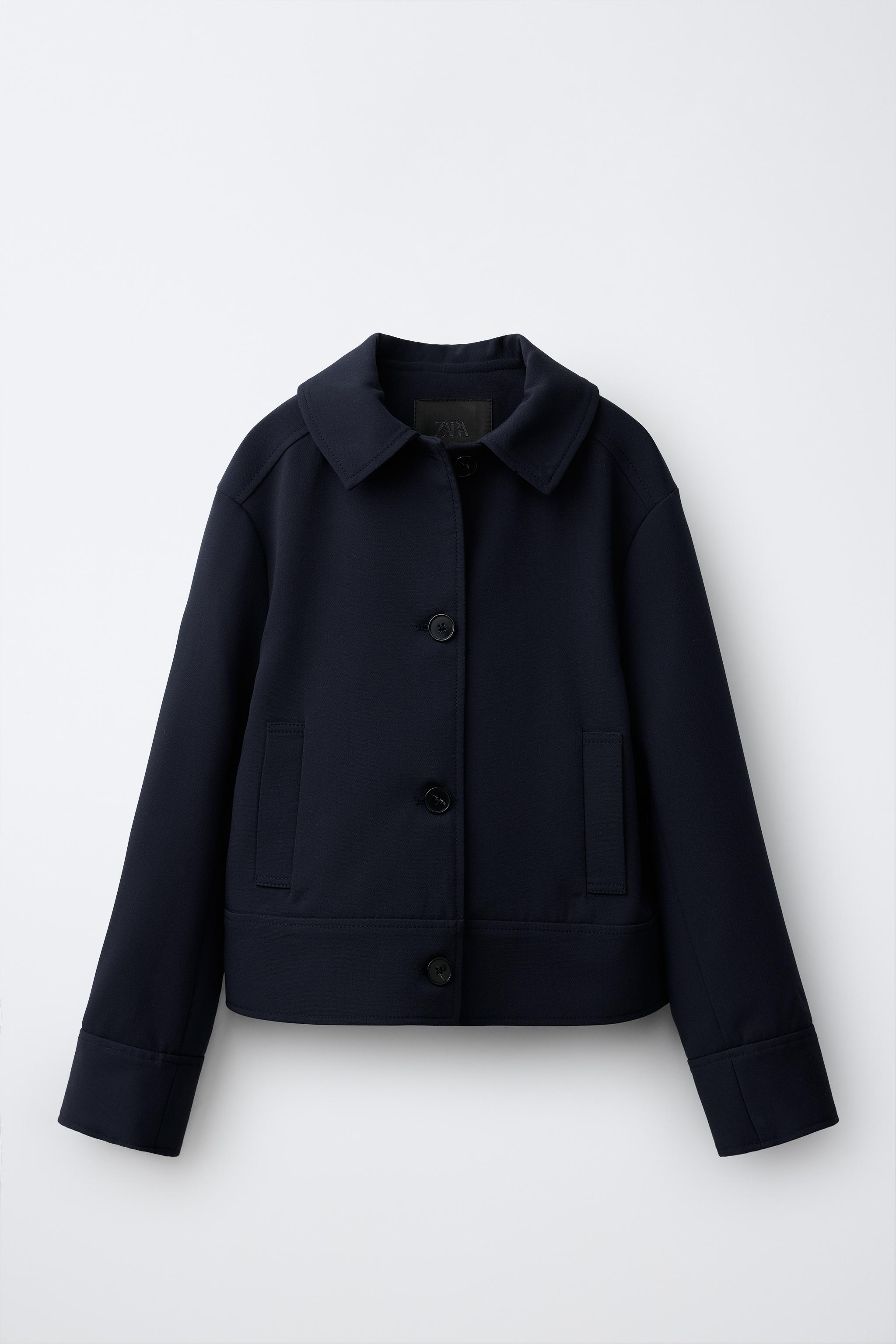 SHIRT COLLAR JACKET — Navy blue