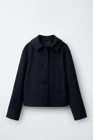 Zara SHIRT COLLAR JACKET - Navy blue