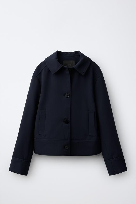 Zara SHIRT COLLAR JACKET - Navy blue - Image 0