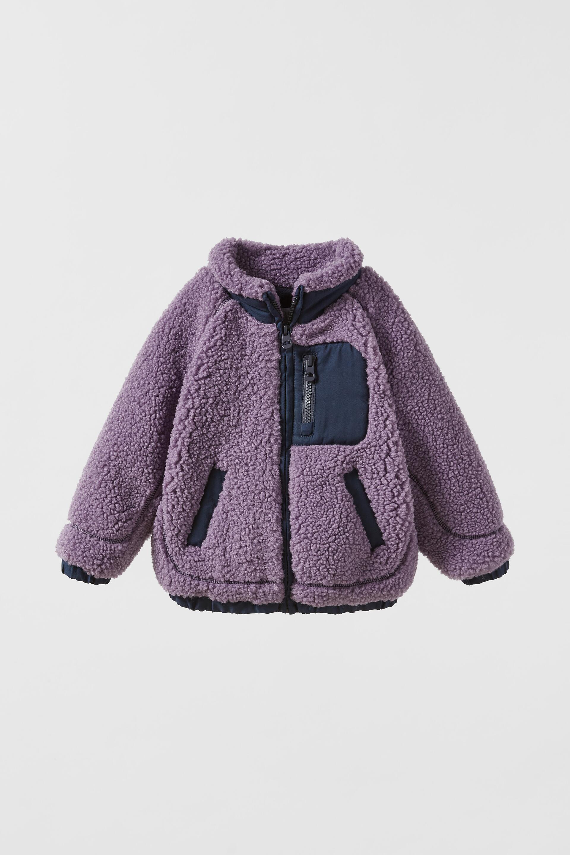 JACKET WITH FAUX SHEARLING Purple ZARA United States