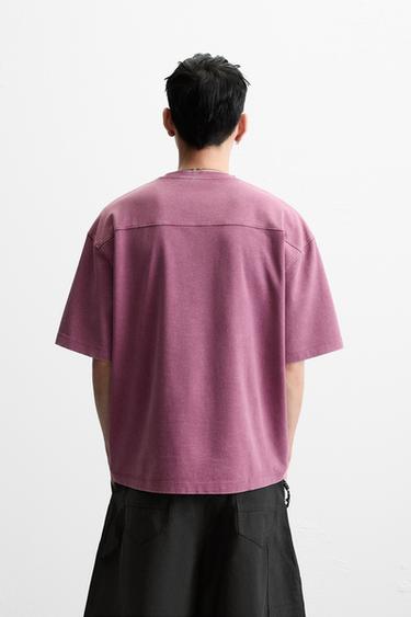 FADED EMBROIDERED T-SHIRT - Raspberry by Zara - Image 2