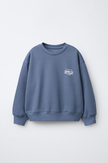 Zara TEXT SWEATSHIRT - Blue / Gray