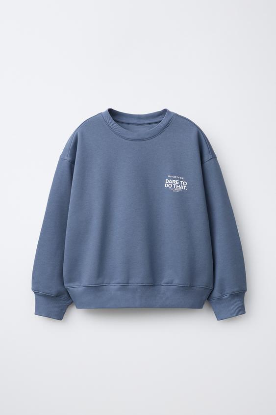 SUDADERA TEXTO - Azul / Gris de Zara - Imagen 0
