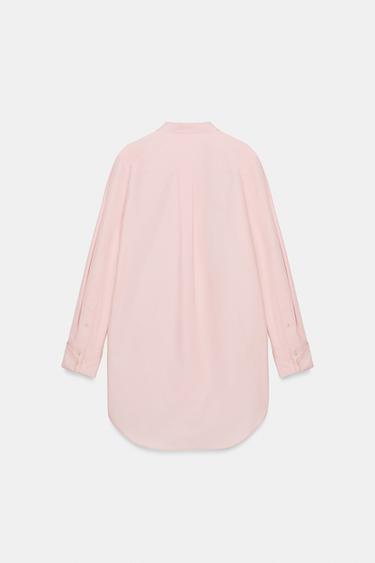 CHEMISE ASYMÉTRIQUE POPELINE ZW COLLECTION - Rose de Zara - Image 4