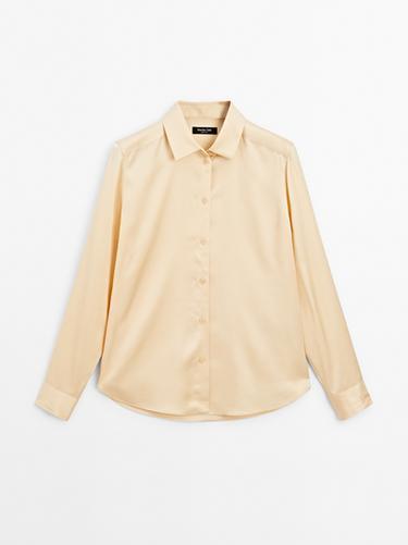 Zara Flowing satin shirt - Biscuit - Image 0