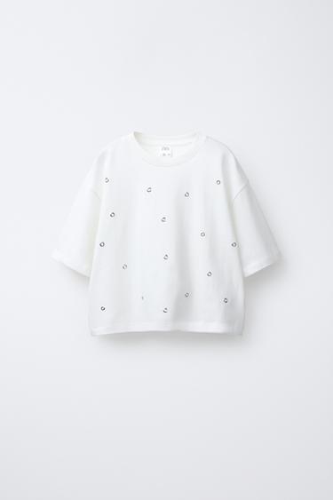 CAMISETA EYELETS - Blanco roto de Zara - Imagen 0