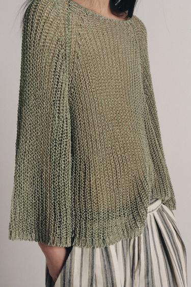 POINTELLE KNIT JUMPER - Light green by Zara - Image 1