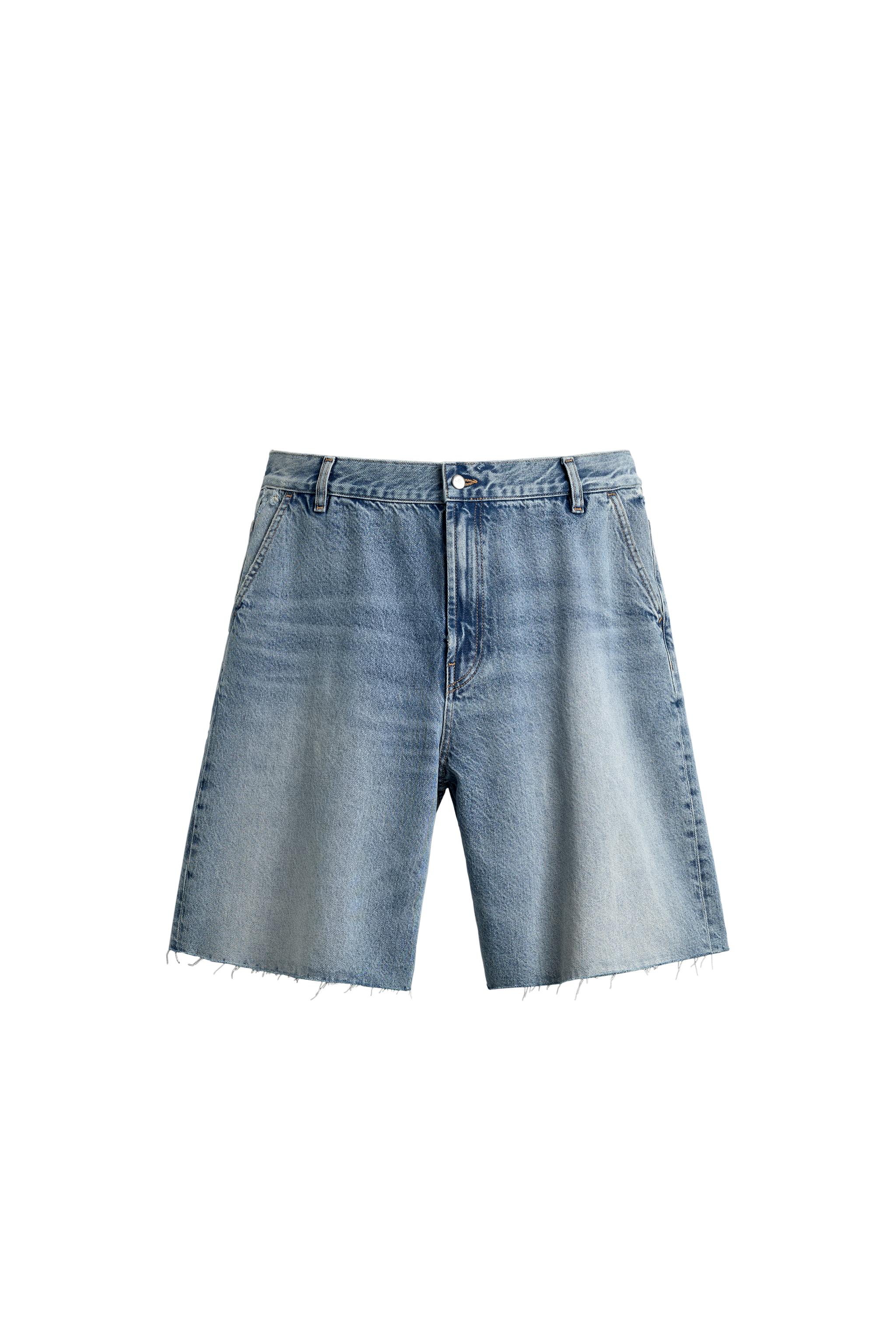 RELAXED FIT CHINO DENIM SHORTS - Blue | ZARA United States